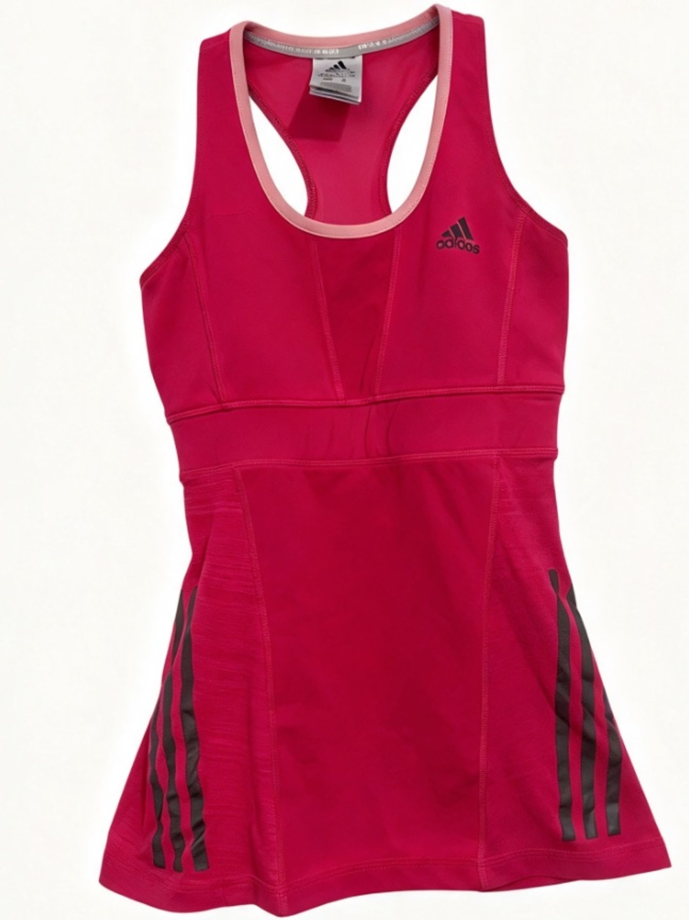 Adidas Running Pink Mesh Racerback Built In Shelf Bra Tank Top 3 Stripes XS